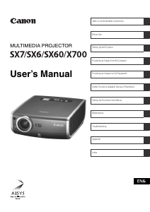 Manual Canon X700 Projector