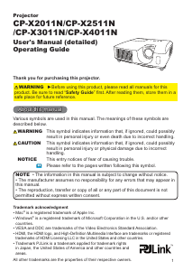 Manual Hitachi CP-X2011N Projector