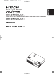 Manual Hitachi CP-X870W Projector