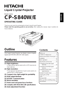 Handleiding Hitachi CP-S840W Beamer