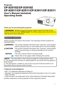 Manual Hitachi CP-X3511 Projector