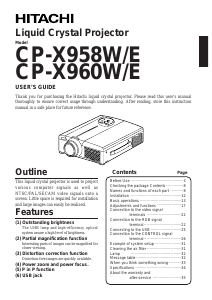 Manual Hitachi CP-X958W Projector