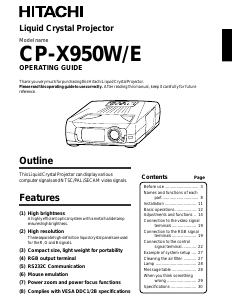 Manual Hitachi CP-X950W Projector