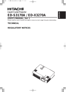 Manual Hitachi ED-S3170A Projector