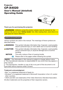 Manual Hitachi CP-X4020 Projector