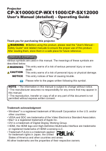 Manual Hitachi CP-X1000 Projector