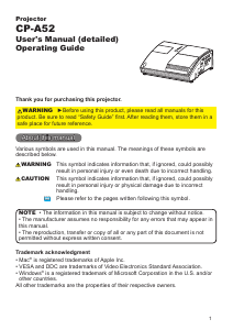 Manual Hitachi CP-A52 Projector
