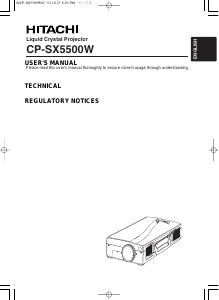 Manual Hitachi CP-SX5500W Projector