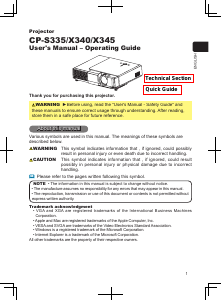 Manual Hitachi CP-X340 Projector