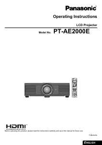 Handleiding Panasonic PT-AE2000E Beamer