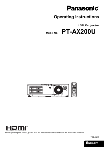 Manual Panasonic PT-AX200U Projector