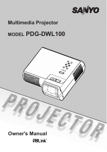 Manual Sanyo PDG-DWL100 Projector