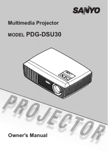 Manual Sanyo PDG-DSU30 Projector