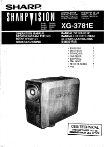 Manual Sharp XG-3781E Projector