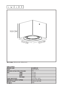 Manual Lucide 09922/12/30 Fedler Candeeiro