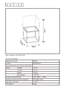 Hướng dẫn sử dụng Lucide 21120/01/30 Rixt Đèn