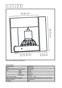 Mode d’emploi Lucide 22969/12/30 Griffon Lampe