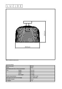 Bedienungsanleitung Lucide 43104/30/30 Mesh Leuchte