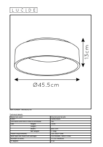 Kullanım kılavuzu Lucide 46100/32/30 Talowe led Lamba