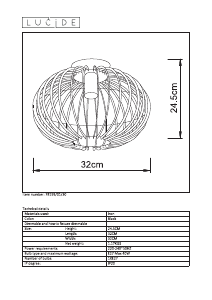 Brugsanvisning Lucide 78199/01/30 Reda Lampe