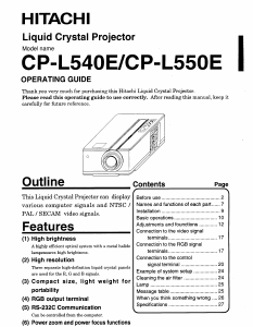 Handleiding Hitachi CP-L540E Beamer