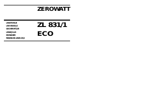 Manuale Zerowatt ZL 831/1 ECO Lavastoviglie