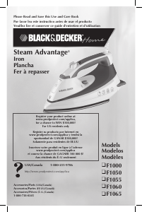 Mode d’emploi Black and Decker F1050 Fer à repasser