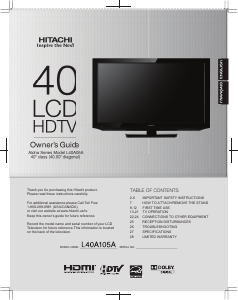 Handleiding Hitachi L40A105A LCD televisie