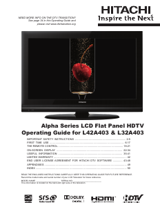 Handleiding Hitachi L32A403 LCD televisie