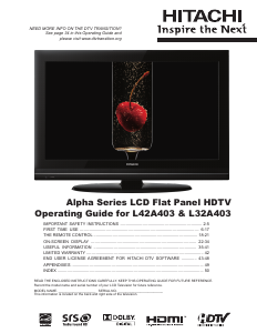 Manual Hitachi L42A403 LCD Television