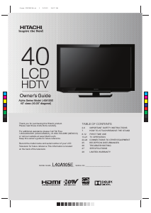 Manual Hitachi L40A105E LCD Television