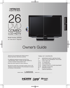 Manual Hitachi L26D205 LCD Television