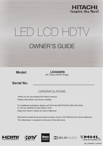 Handleiding Hitachi LE40A6R9 LED televisie