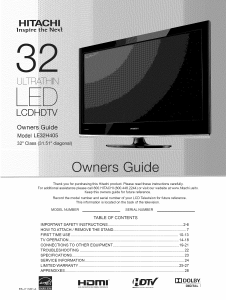 Handleiding Hitachi LE32H405 LED televisie