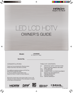 Handleiding Hitachi LE32H408 LED televisie