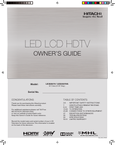 Manual Hitachi LE32A519 LED Television