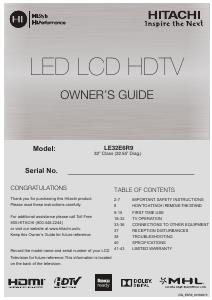 Manual Hitachi LE32E6R9 LED Television