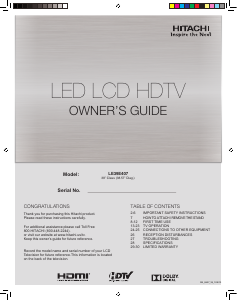 Manual Hitachi LE39E407 LED Television