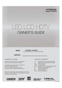 Handleiding Hitachi LE40S508 LED televisie