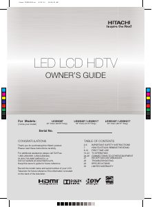 Handleiding Hitachi LE39S407 LED televisie