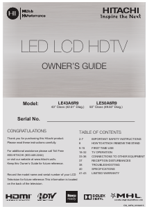 Manual Hitachi LE50A6R9 LED Television