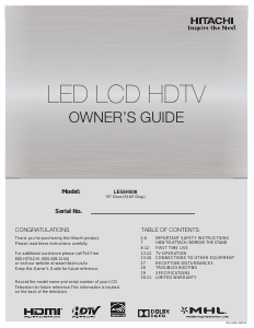 Handleiding Hitachi LE55H508 LED televisie