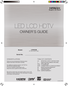 Handleiding Hitachi LE24K308 LED televisie