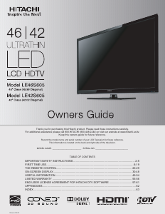 Manual Hitachi LE42S605 LED Television