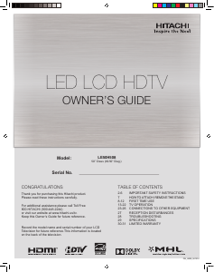 Handleiding Hitachi LE50H508 LED televisie