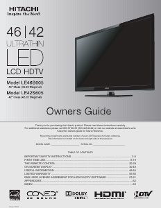 Handleiding Hitachi LE46S605 LED televisie