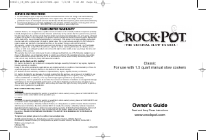 Manual Crock-Pot SCR151 Slow Cooker
