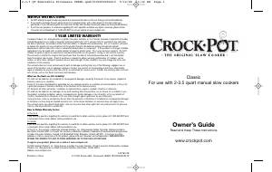 Manual Crock-Pot SCR300-B Slow Cooker