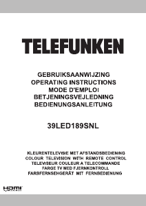 Mode d’emploi Telefunken 39LED189SNL Téléviseur LCD