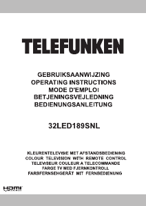 Mode d’emploi Telefunken 32LED189SNL Téléviseur LCD